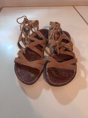Sam Edelman Tan Suede Lace-Up Sandals